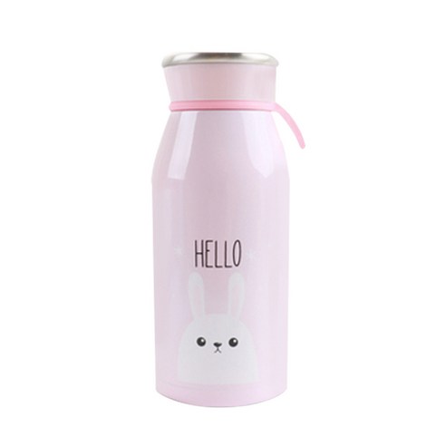 히카리 보온보냉 캐릭터 라떼 텀블러, 핑크, 450ml