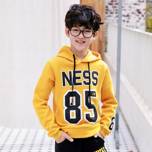 잭키드 남아용 네스85기모 후드티, 겨자