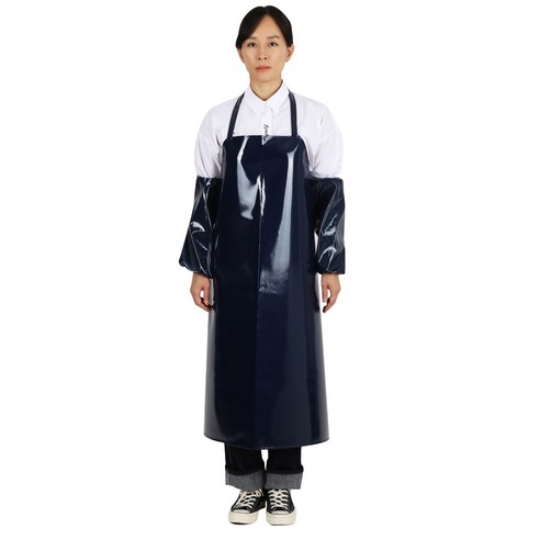 팀쿡 양면 방수 7부 앞치마 90 x 100 cm, 네이비, 1개