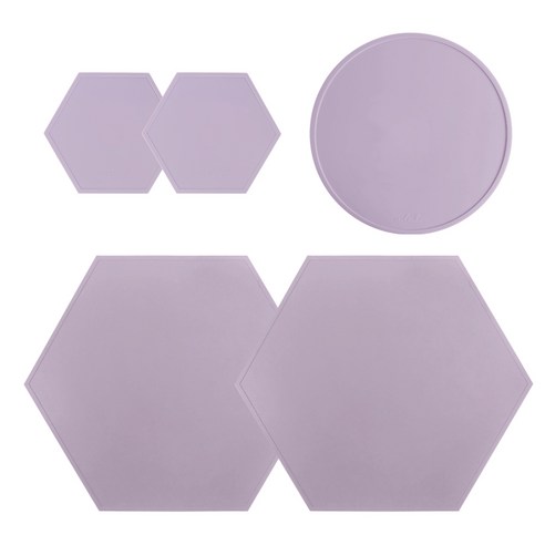 에이드엘 헥사곤 실리콘 테이블웨어 2인세트, 라일락, 395 x 343 mm