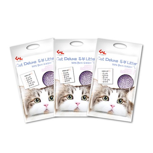 CNL라이프 디럭스 고양이 두부 모래 라벤더 향, 7L, 3개, 라벤더향