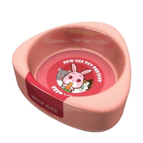 NEWAGE 햄스터 토끼 삼각 먹이그릇 대 핑크 NA-084, 820g, 1개