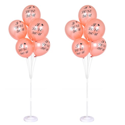 풍선꽂이 장식 세트 130cm, 펄로즈골드아이러브유, 2세트