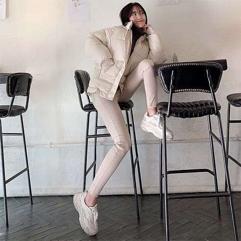 오키진 여성용 탄력 기모 속밴딩 팬츠