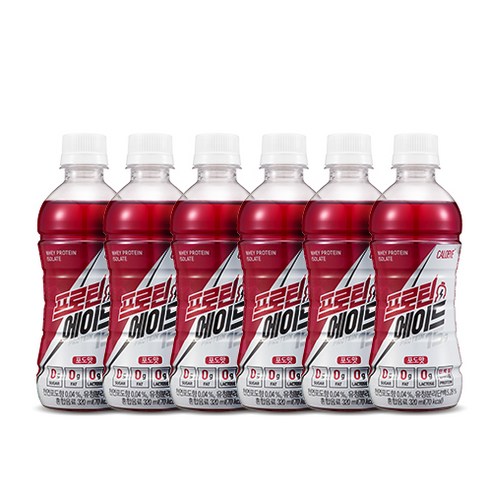 칼로바이 프로틴에이드 유청단백질 WPI 헬스보충제 음료 포도맛, 320ml, 6개
