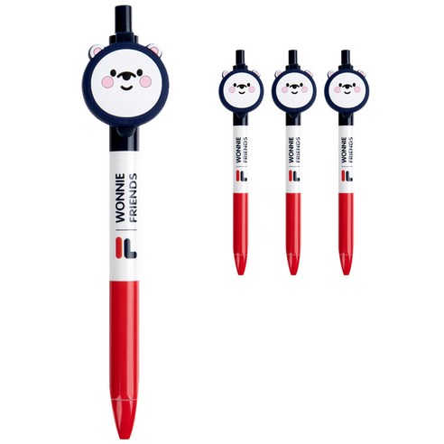 휠라 워니프렌즈 캐릭터볼펜 0.5mm, 워니, 4개