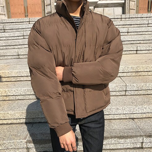 머시따 남성용 레인보우 오버핏 숏패딩