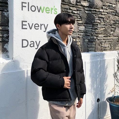 머시따 남성용 레인보우 오버핏 숏패딩
