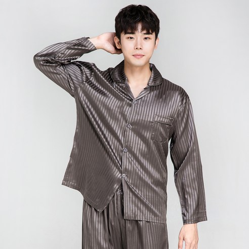 이라인 커플용 케이트 인조실크 상하잠옷