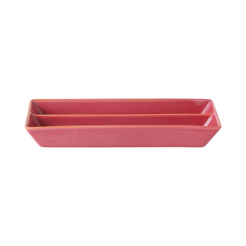 까사무띠 쎄나 직사각 이절 접시 26cm, 레드, 1개
