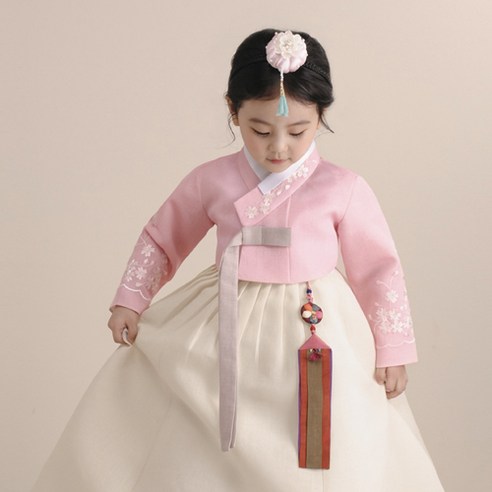 더예한복 여아용 322 설아연분홍 한복세트