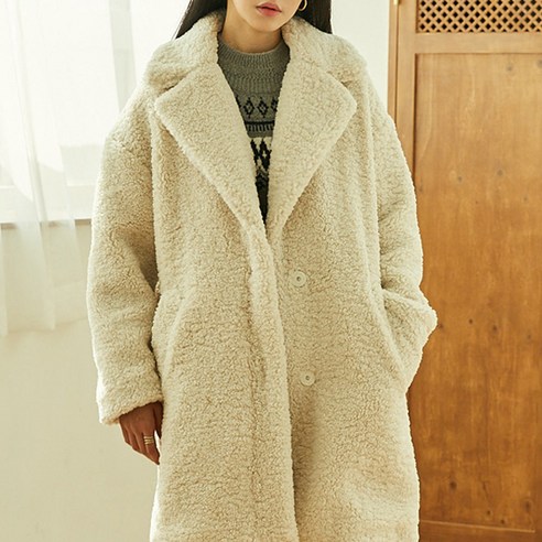 SOLOIST 여성용 빅칼라 테디베어 하프코트 FAEJ4905