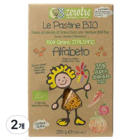 루스티켈라디아브루초 제로트레 알파베토 파스타, 250g, 2개