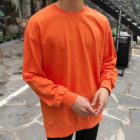 머시따 언발런스 오버핏 무지 맨투맨