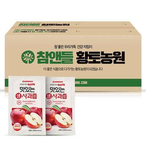 참앤들황토농원 맛있는 생 사과즙, 100ml, 100개