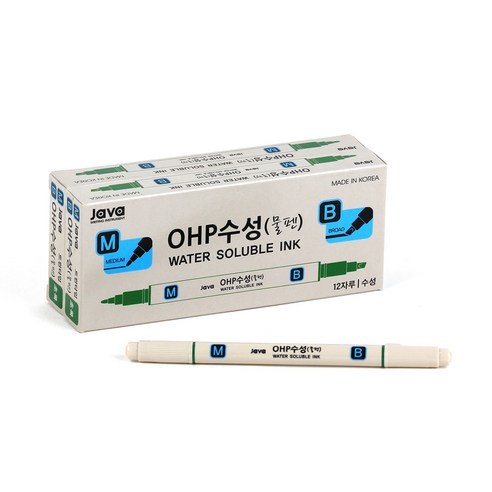 자바펜 OHP 수성사인펜 MB, 초록, 24개