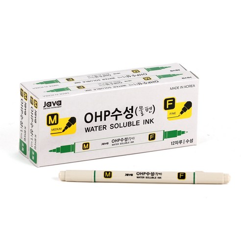 자바펜 OHP 수성사인펜 MF, 초록, 24개