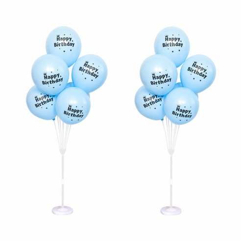 파티쇼 풍선꽂이 장식세트 130cm, 매트파스텔생일블루, 2세트