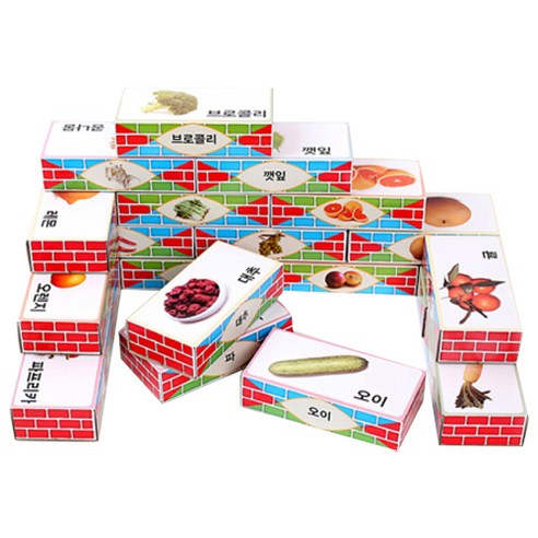 키즈비전 과일 야채 종이 벽돌블록 50p, 혼합 색상, 1개