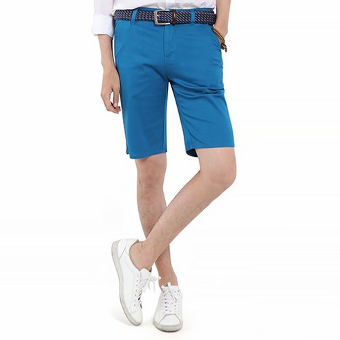 남성용 면스판 5부 반바지, 블루