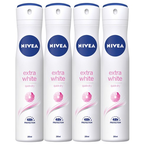 니베아 엑스트라 화이트 데오드란트 스프레이, 200ml, 4개