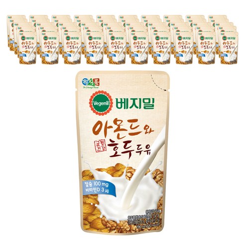 베지밀 아몬드와 호두 두유 파우치, 190ml, 60개