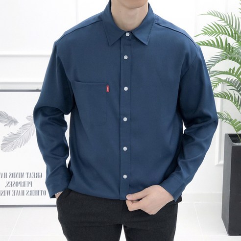 더제이엘 남성용 링클프리 무지 셔츠, 코발트
