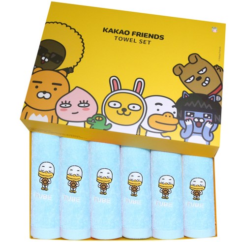 카카오프렌즈 세면타올 150g 30수 면사, 민트(튜브), 6개
