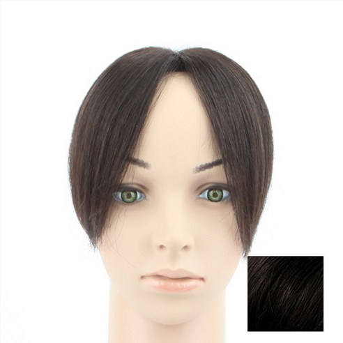 여성용 인모 정수리 부분가발 대 W2006, 자연검정, 1개