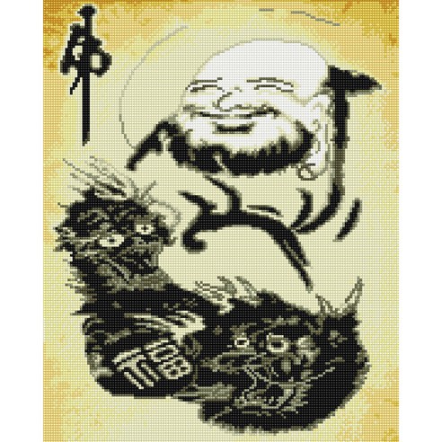 아트조이 DIY 보석 십자수 캔버스형 50 x 40 cm, 웃는 달마, 1개