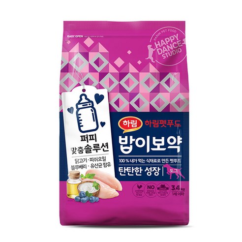 하림펫푸드 1세 이하 밥이보약 탄탄한 성장 기능성 사료, 기타보조제, 3.4kg, 1개