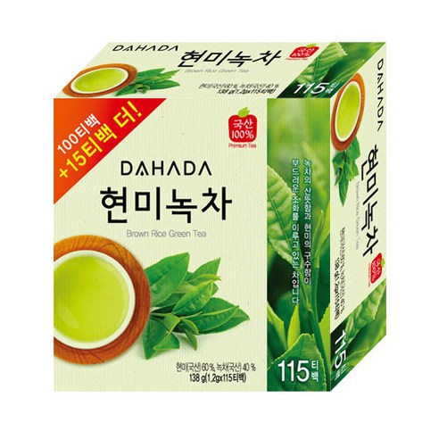 다하다 국산 현미녹차, 1.2g, 115개입, 1개