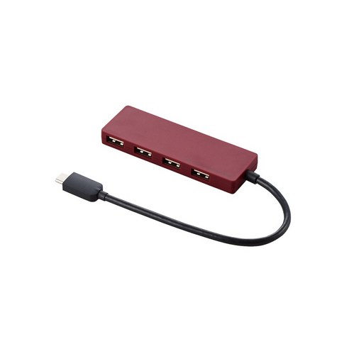 엘레컴 C타입 4포트 USB 2.0 허브 0.15m U2HC-A429BRD, 레드