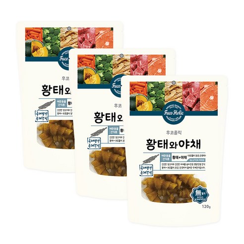 후코홀릭 강아지 간식, 황태 + 야채 혼합맛, 3개