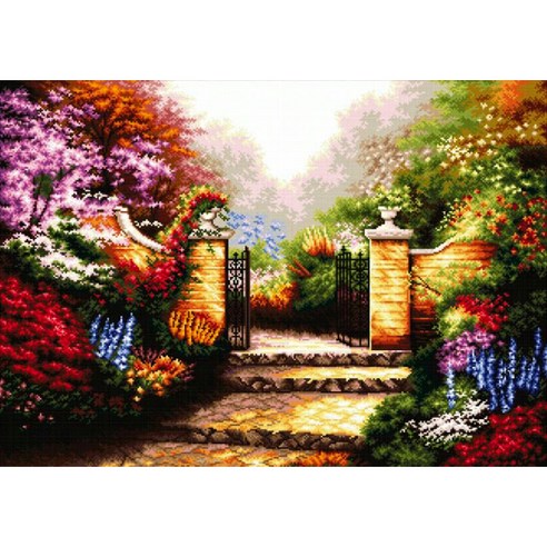 조이십자수 11카운트 십자수 프린트 패키지 세트 111203 glamorous garden, 1세트, 혼합색상
