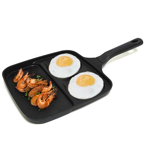 키친아트 사각 3구 다용도 후라이팬, 27 x 27 x 2.3 cm, 1개
