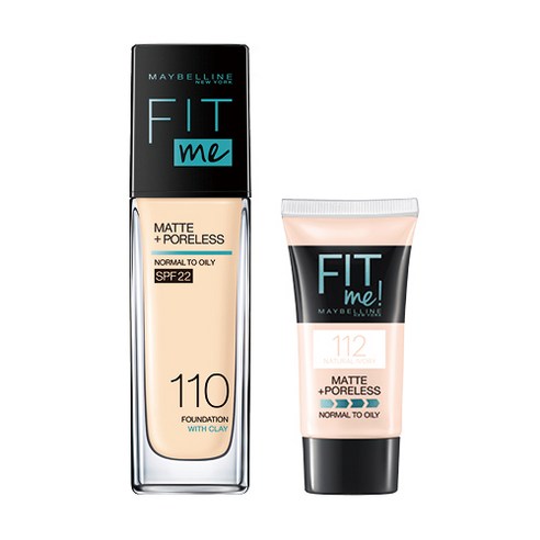 메이블린 핏미 파운데이션 30ml + 미니 파운데이션 5ml 세트, 본품(110 포슬린), 미니(112 내츄럴 아이보리), 1세트