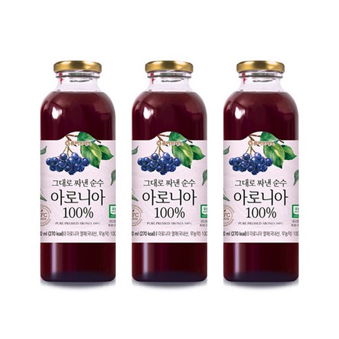 퓨어프레스 아로니아 농축액, 500ml, 3개