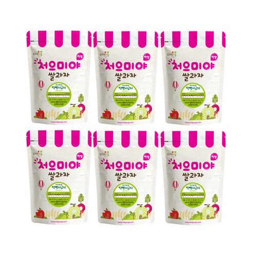 쌀과자마을 처으미야 떡뻥 과자, 시금치, 40g, 6개