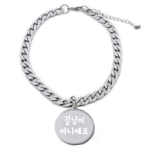 펫츠룩 써지컬 반려동물 체인A 원형 길냥이아니에요, 실버