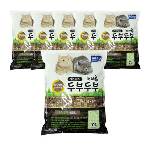 테비토퍼 두부두부 고양이 모래 녹차, 7L, 6개