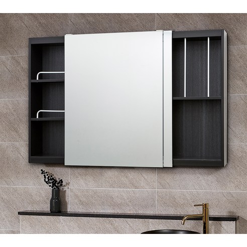 모카 전면 거울 슬라이드 도어 욕실 수납장 1200 x 800 mm, 심플블랙, 1개