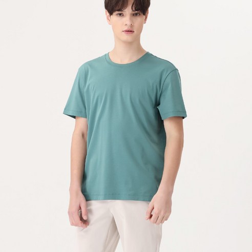 베이직하우스 남성용 COOL 소프트터치 실켓 반팔 티셔츠 HUTS0157