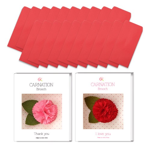 투영디자인 카네이션 브로치 2종 + 컬러 세로형 돈봉투 20p, 레드, 1세트