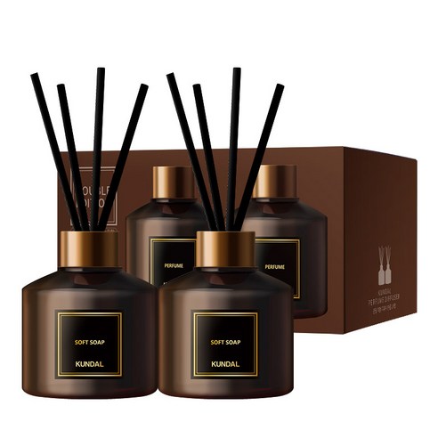 쿤달 퍼퓸 디퓨저 200ml 2개 + 섬유스틱 10개 세트, 1세트, 소프트솝향
