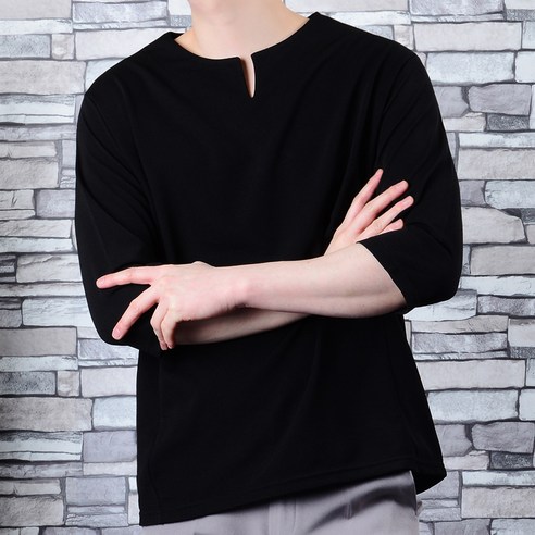 타운클로 남성용 솔리드 트임 7부 티셔츠