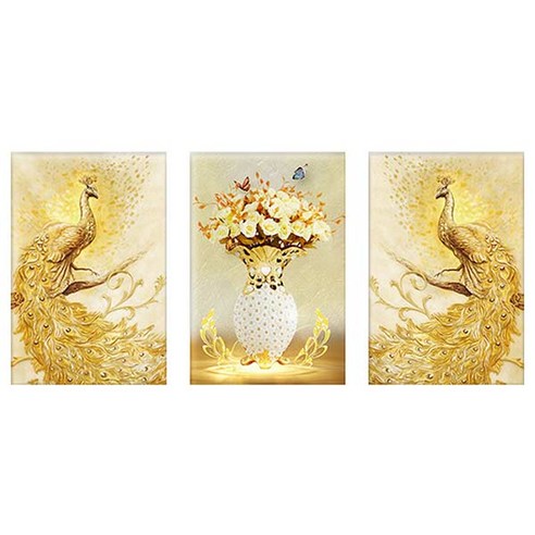 픽스아트 황금공작 보석십자수 3D 원형비즈 3종세트, 혼합색상, 1세트