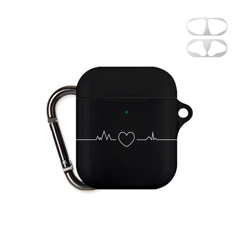 머큐리 흑백 키링 디자인 에어팟 케이스 + 철가루 방지 스티커, 심박수
