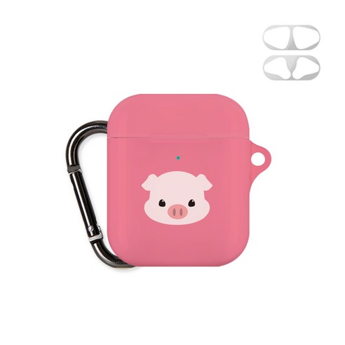 머큐리 파스텔 키링 디자인 에어팟 케이스 + 철가루 방지 스티커, 돼지