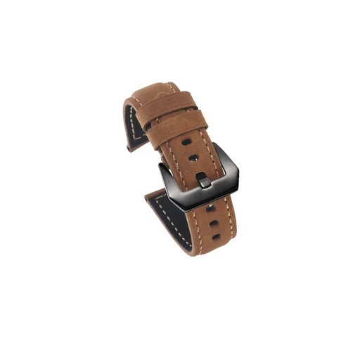 비쉐르 갤럭시 프론티어/기어S3/워치3 22mm 펜타곤 버클 레더 밴드 스트랩 (45/46mm 호환 가능), 버클(블랙), 스트랩(브라운), 1세트